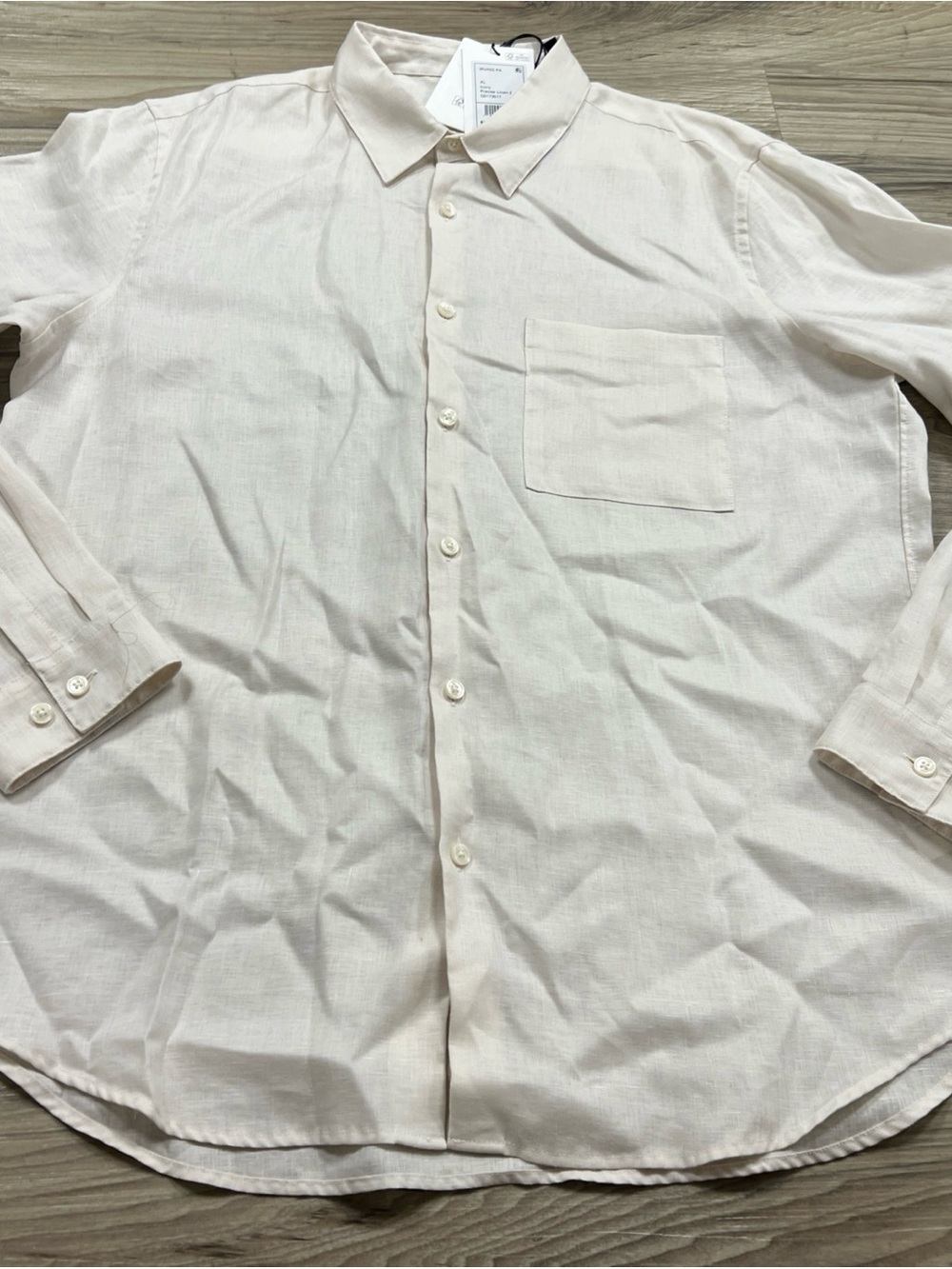 Theory Irving PA Linen Ivory Long Sleeve Point Collar Dress Shirt Men’s XL $225
